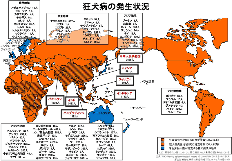 狂犬病発生国map